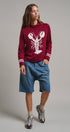 Lobster Intarsia Mock Neck Knit Sweater in BURGUNDY - Women's Sweaters | Urban Daizy