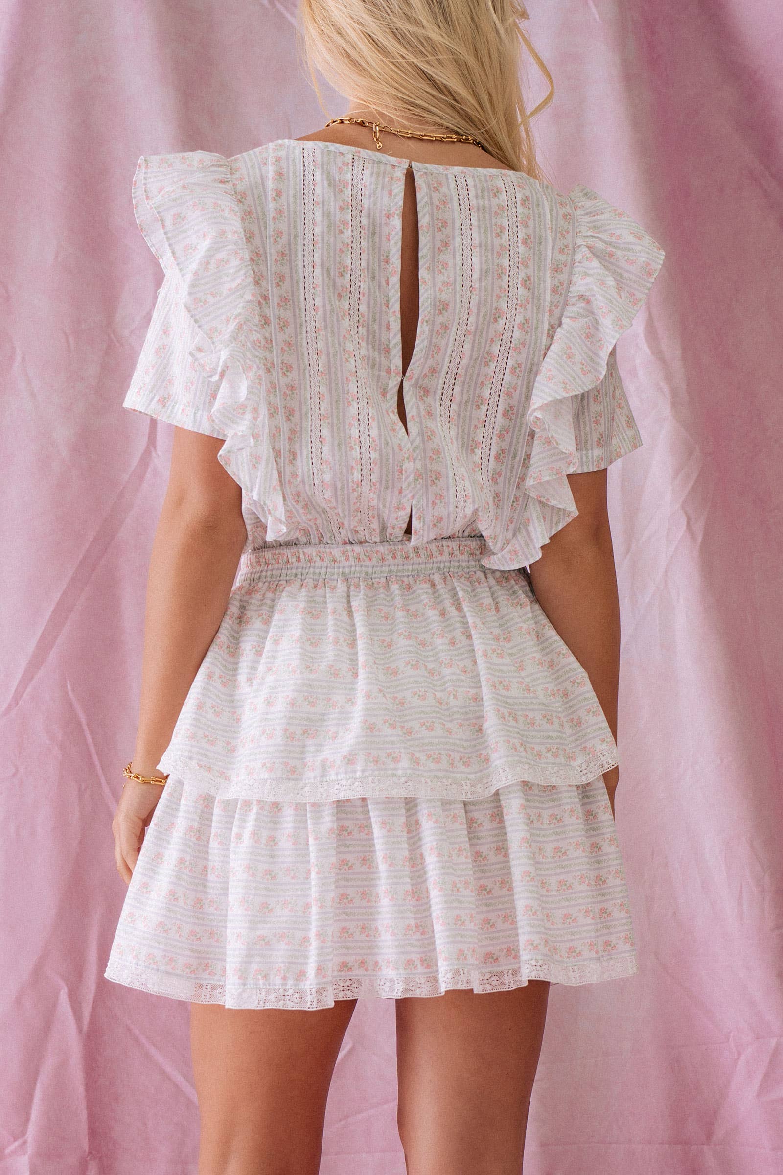 Ruffled Charm Tiered Floral Mini Dress