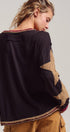 Urban Daizy Raw Seam Star Patch Slouchy Knit Top Brown Knit Top - Women's (UDTP1432-Brown) – alternate view 5