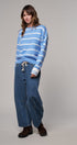 Cloud Nine Fuzzy Stripe Sweater in IVORY BLUE - Women's Sweaters | Urban Daizy