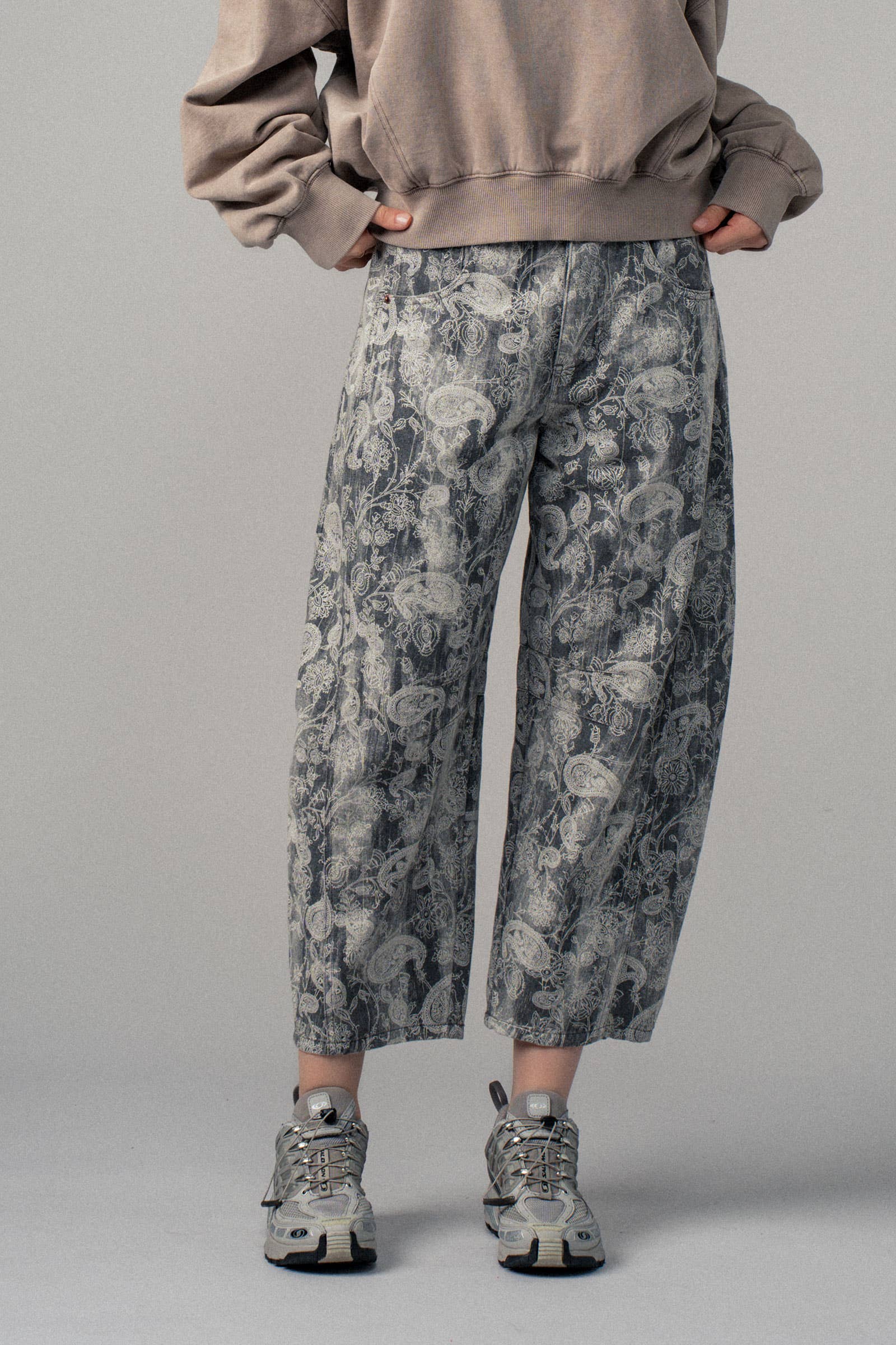 Urban Daizy Paisley Print Cropped Wide Leg Pants Grey Pants - Women's (UDZ-TP-00813) – alternate view 13