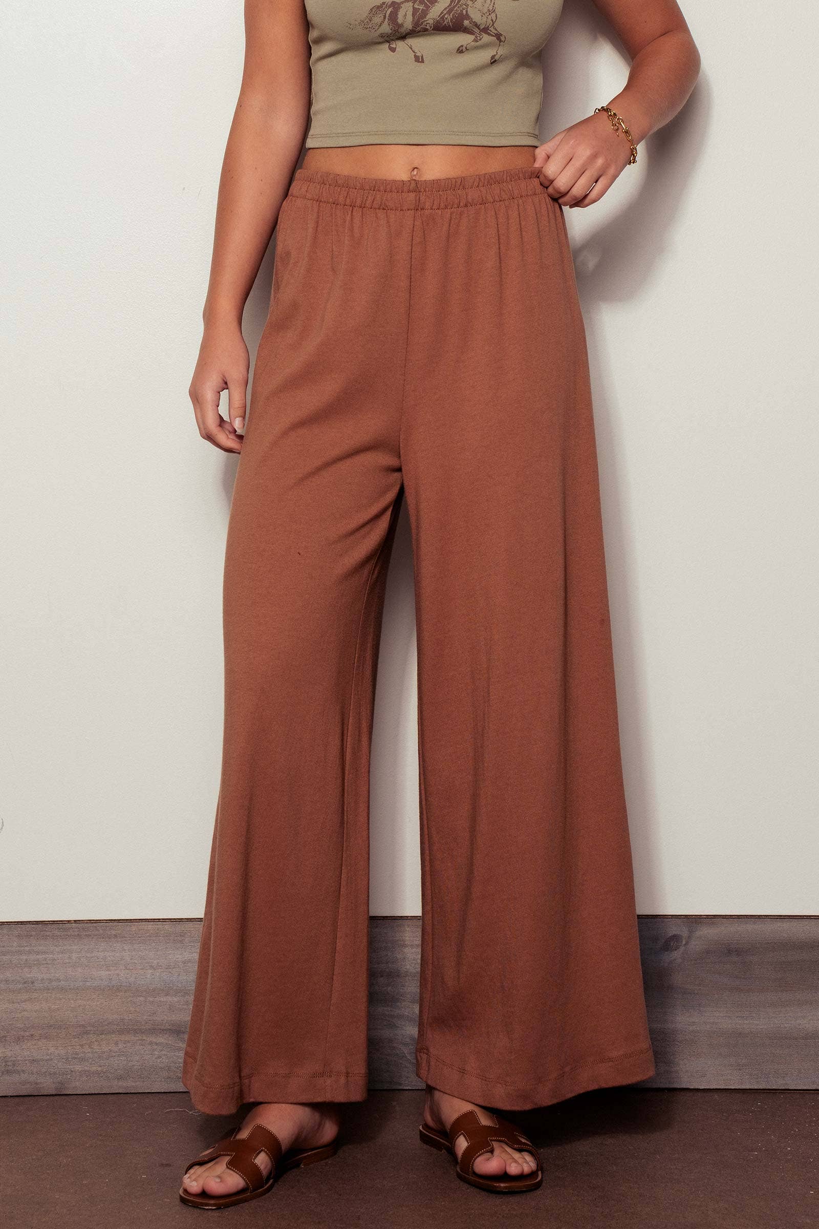 Urban Daizy Elastic Waist Wide Leg Knit Pants Nutshell Pants - Women's (UDZ-TP-00812)