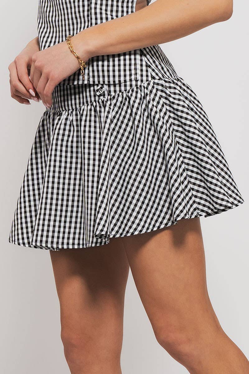 Urban Daizy Gingham Side-Button Mini Skirt Blue Skirt - Women's (UDZ-SK-00153) – alternate view 5