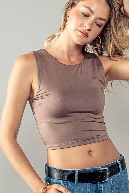 Urban Daizy Scoop Neck Fitted Cropped Summer Tank Top Black Tank Top - Women's (UDZ-TP-00579) – alternate view 4
