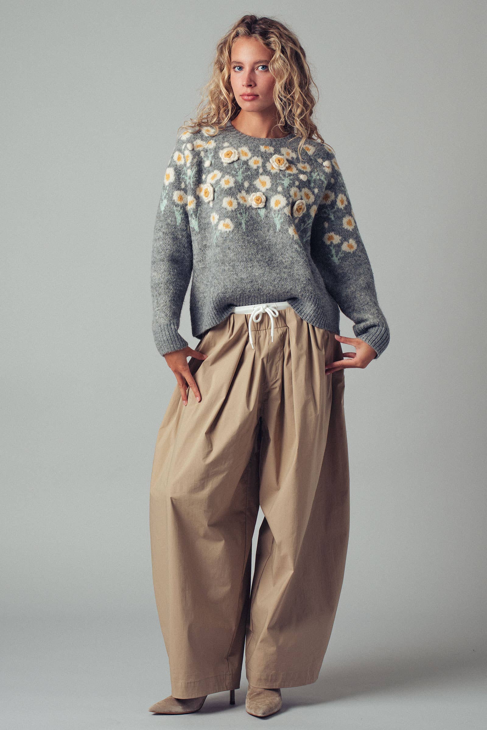 Urban Daizy Daisy Embossed 3D Floral Knit Sweater Brown Knit Sweater - Women's (UDZ-KN-00653) – alternate view 16