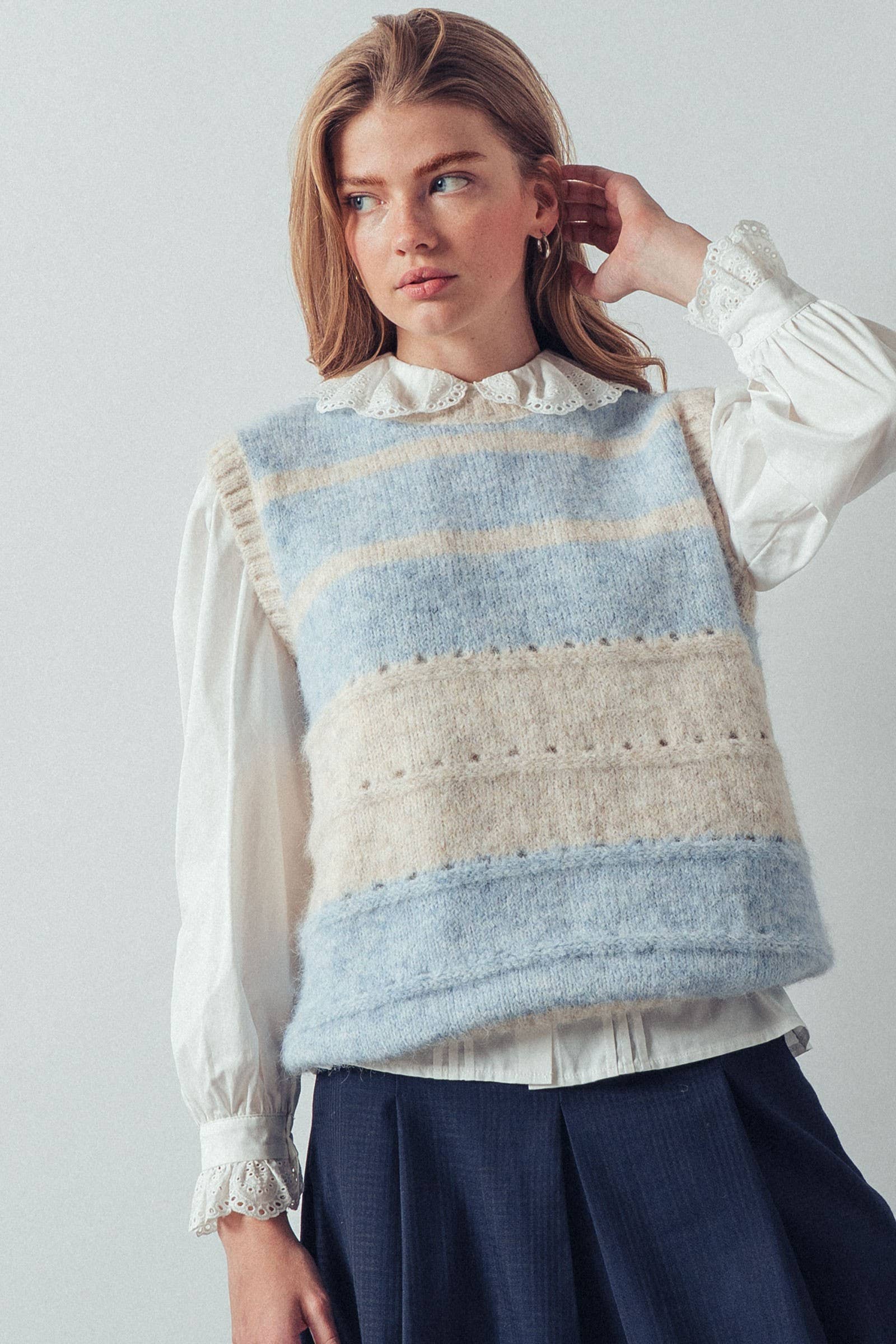 Striped Boho Knit Sweater Vest