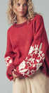 Urban Daizy Floral Embroidered Striped Knit Sweater Brown Knit Sweater - Women's (UDZ-TP-00814) – alternate view 4