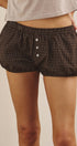 Urban Daizy Retro Plaid Button-Front Bloomer Shorts Brown Shorts - Women's (UDPT0176-Brown) – alternate view 2