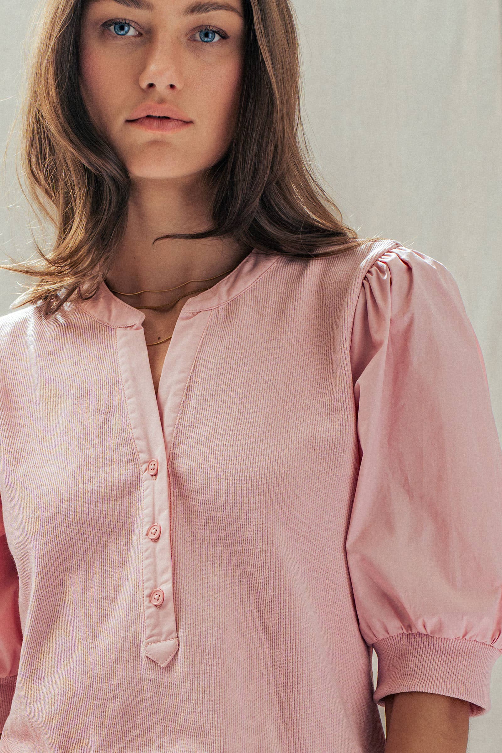 Puff Sleeve Henley Top
