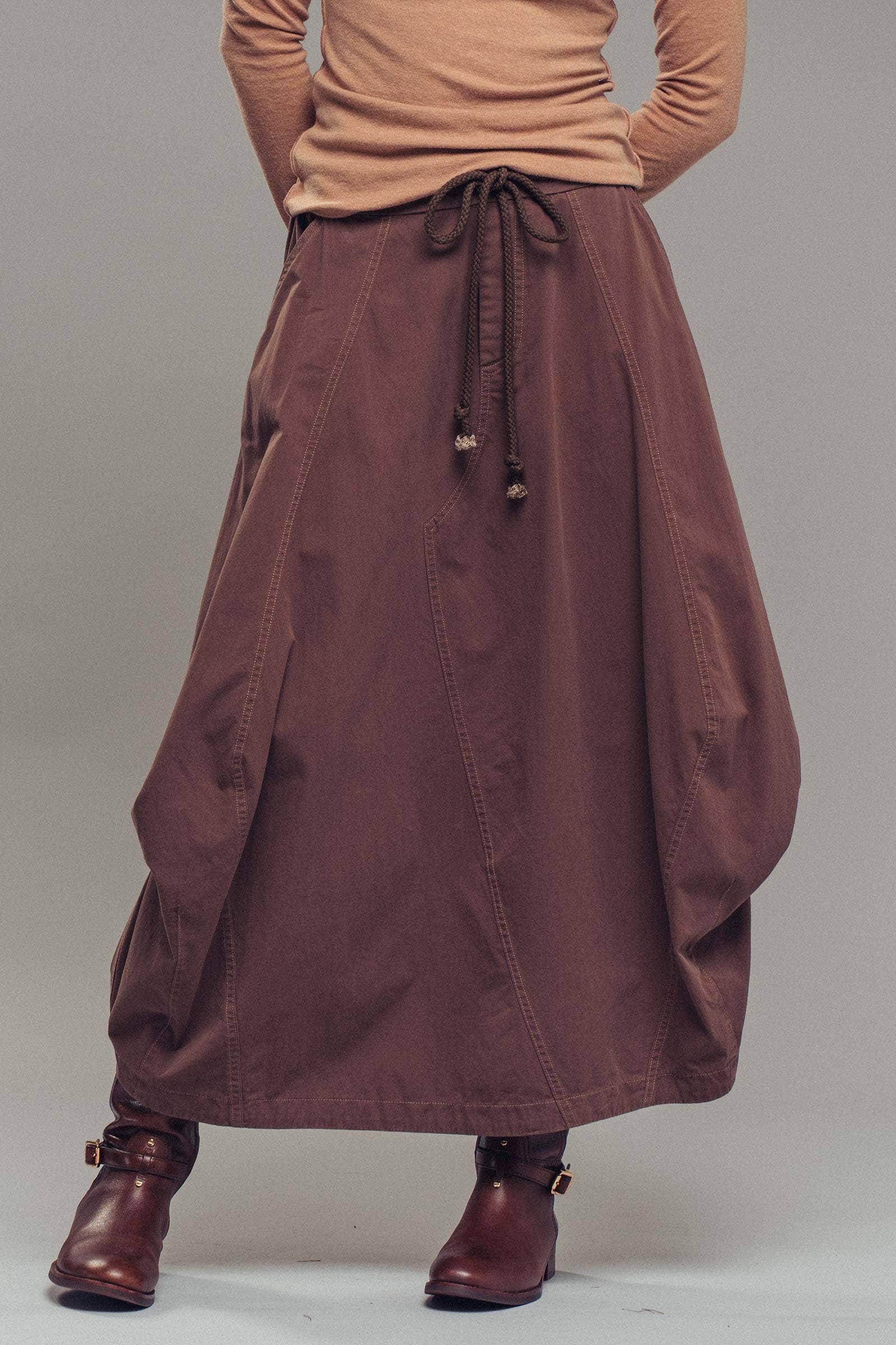 Balloon Hem Drawstring Maxi Skirt