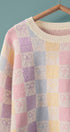 Urban Daizy Pastel Checkered Coquette Bow Knit Sweater Pastel Knit Sweater - Women's (UDZ-KN-00553) – alternate view 3