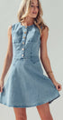 Urban Daizy Button Front Sleeveless Stretch Denim Mini Dress Lt-Pink Dress - Women's (UDZ-DR-00500)