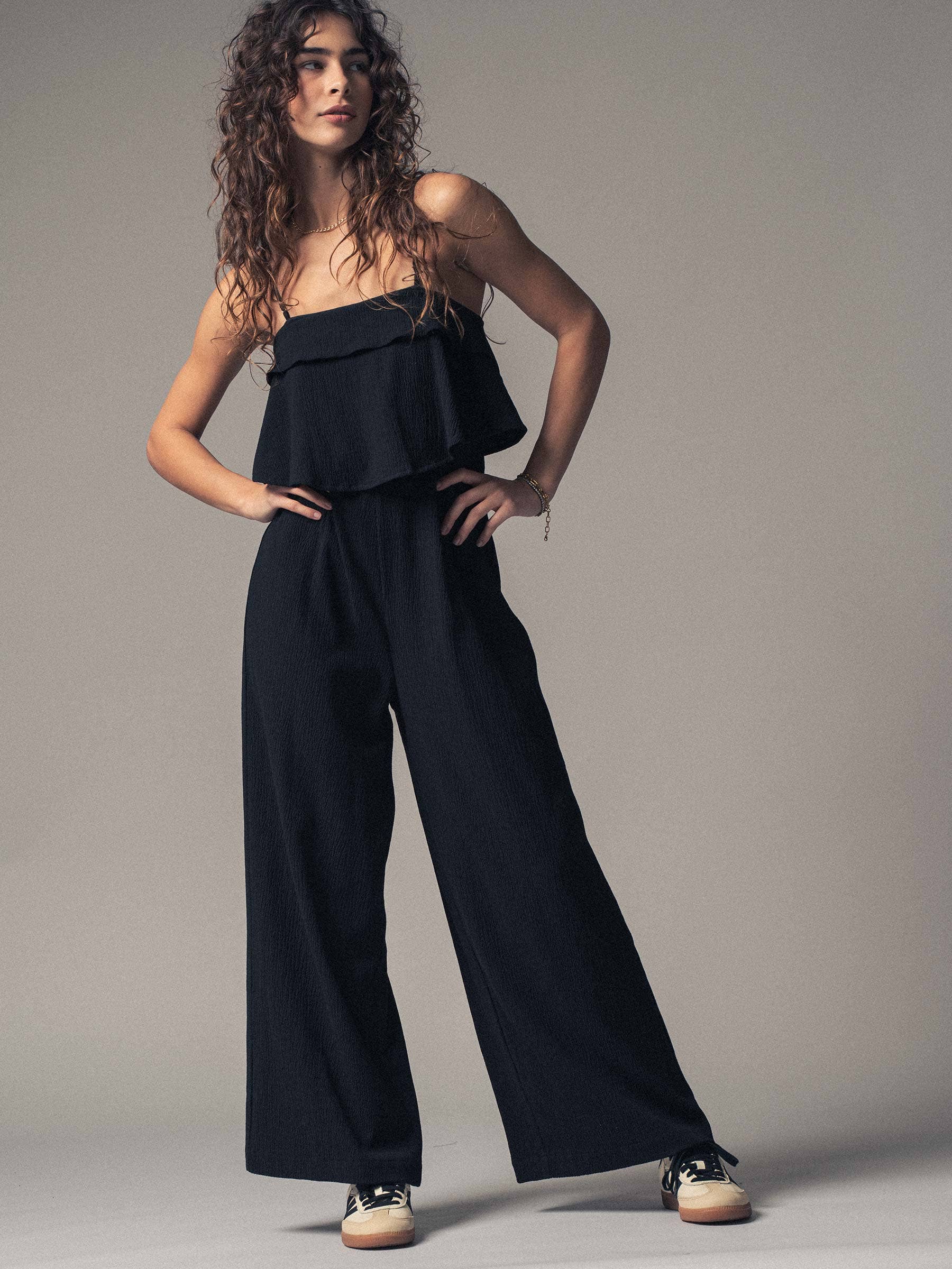 Urban Daizy Ruffled Bodice Wide Leg Jumpsuit Pink Jumpsuit - Women's (UDZ-JR-00021) – alternate view 31