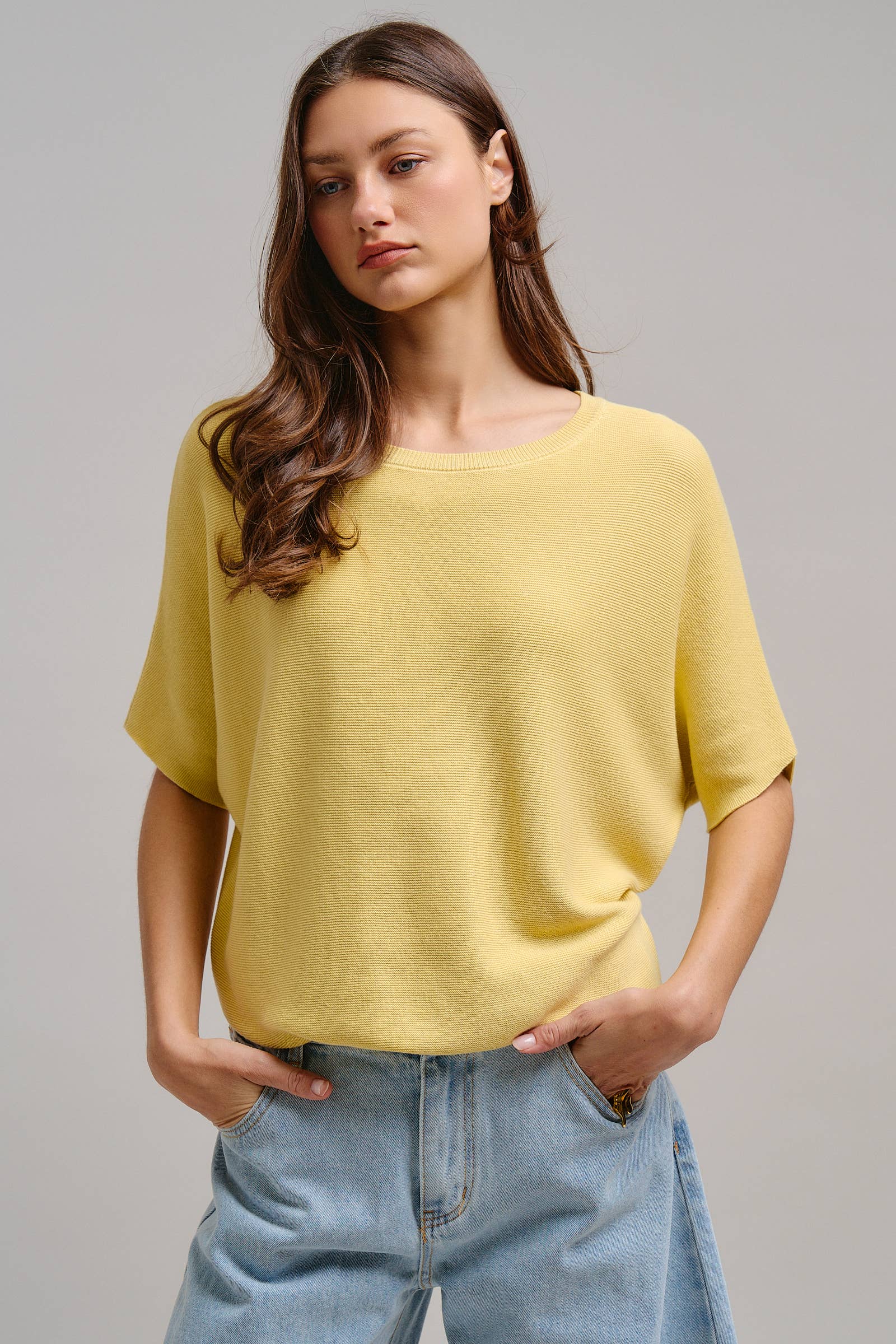 Relaxed Dolman Sleeve Knit Sweater Top