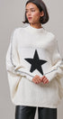 Star Intarsia Mock Neck Sweater in IVORY - Women's Sweaters | Urban Daizy