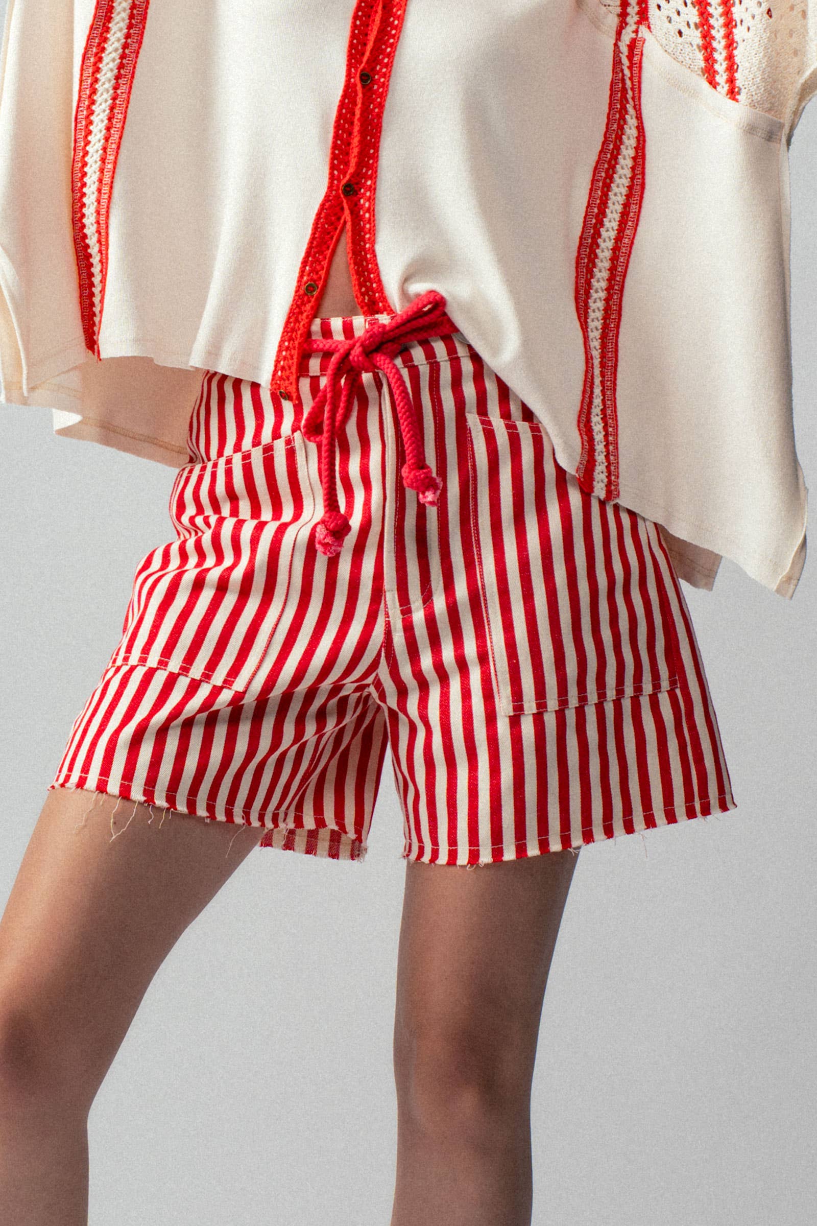 Urban Daizy Striped High-Rise Denim Shorts Blue Shorts - Women's (UDZ-DR-00389) – alternate view 3