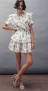 Urban Daizy White Blue Floral Ruffle Sleeve Tiered Mini Dress Ivory Dress - Women's (UDZ-AC-00158) – alternate view 9