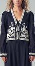Urban Daizy Embroidered Boho Tie Neck Blouse Ecru Blouse - Women's (UDZ-OT-00357) – alternate view 5