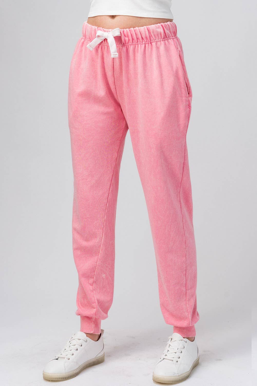 Urban Daizy Mineral Wash Cotton Blend Jogger Sweatpants BUBBLEGUM PINK Lounge Sweatpants/Joggers - Women's (TNPT0005-BUBBLEGUM PINK) – alternate view