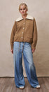 Sweater Knit Button Front Jacket with Detachable Collar in OLIVE - Women's Jackets & Blazers | Urban Daizy