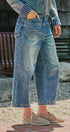 Vintage Wash Cropped Wide-Leg Jeans in DENIM - Women's Casual Pants | Urban Daizy