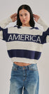 Nantucket America Stripe Crewneck Sweater in IVORY NAVY - Women's Sweaters | Urban Daizy