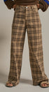 Checker Plaid Wide Leg Pants Y2K Vintage Western for Women in BROWN - Women's Casual Pants | Urban Daizy
