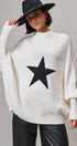 Star Intarsia Mock Neck Sweater in IVORY - Women's Sweaters | Urban Daizy