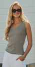 Beaded Neckline Rib Tank in GREY - Women's Tops | Urban Daizy