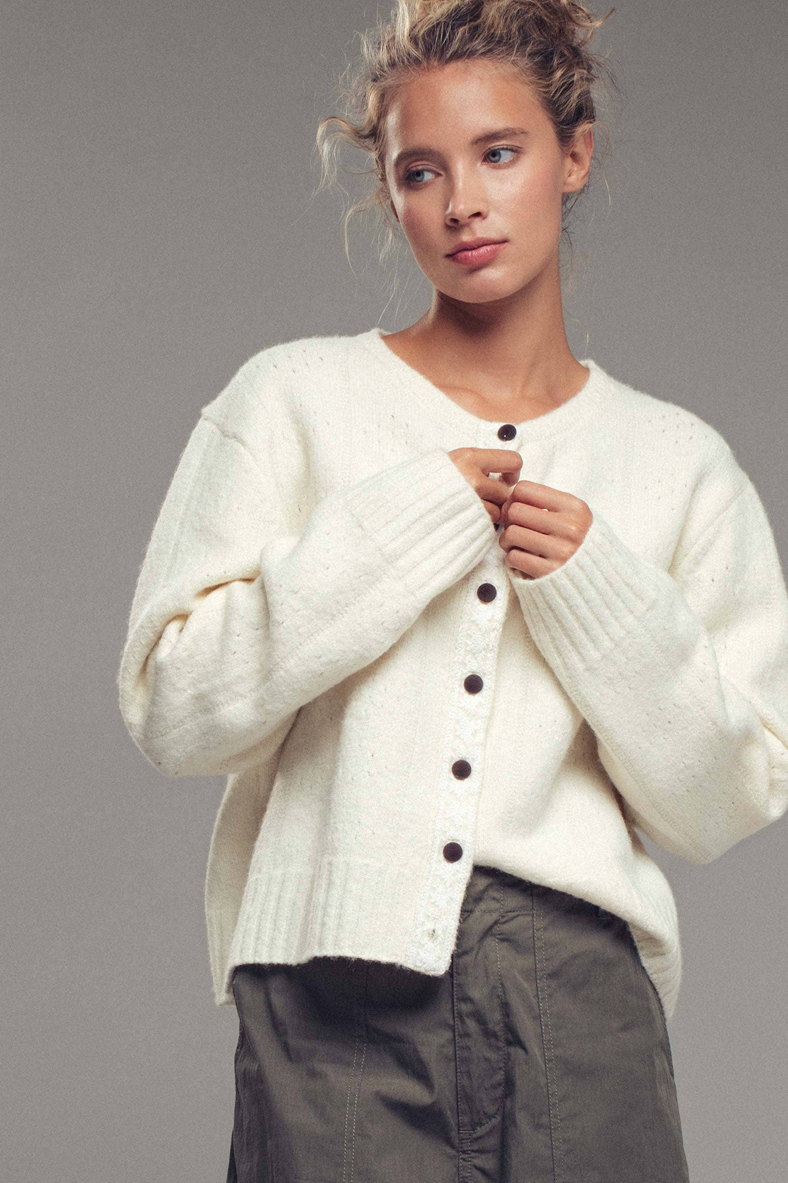 Urban Daizy Lace Trim Wool Blend Cardigan Pastel-Blue Cardigan - Women's (UDZ-KN-00652) – alternate view 8