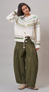 Pleated Wide-Leg Barrel Pant with Drawstring in OLIVE - Women's Casual Pants | Urban Daizy