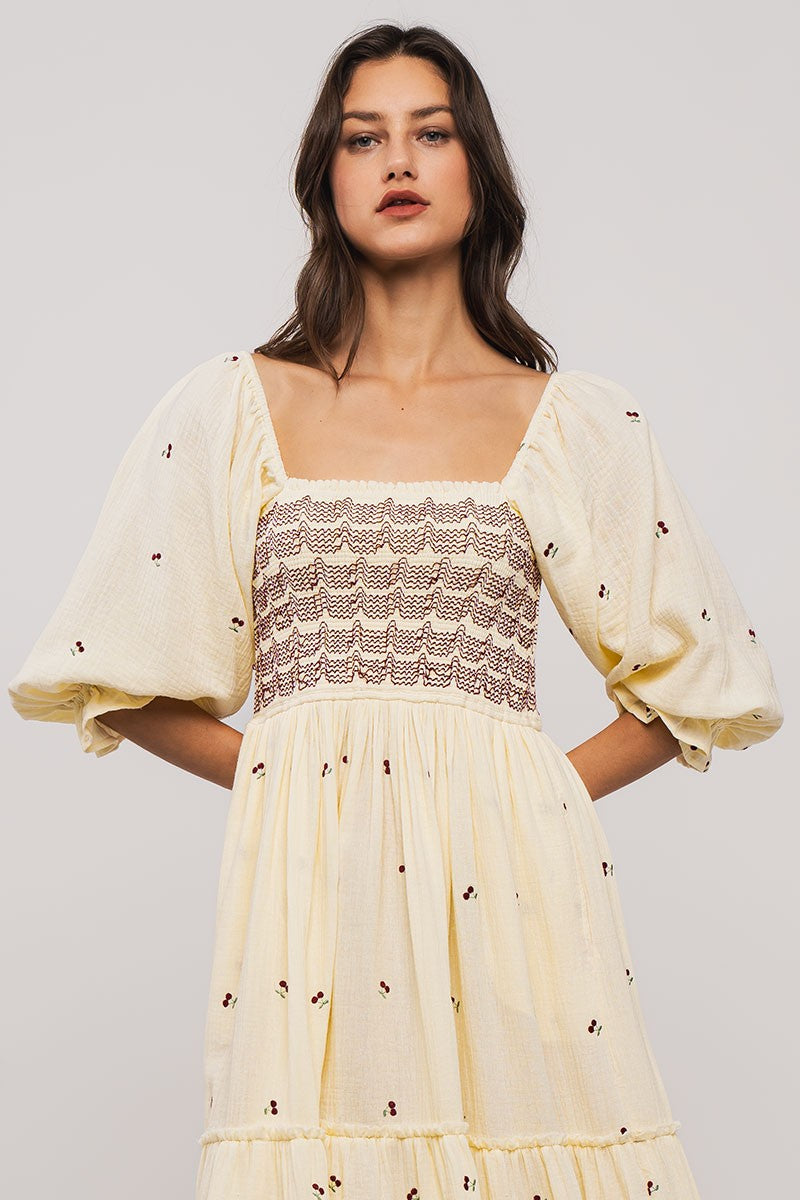Smocked Floral Tiered Dress