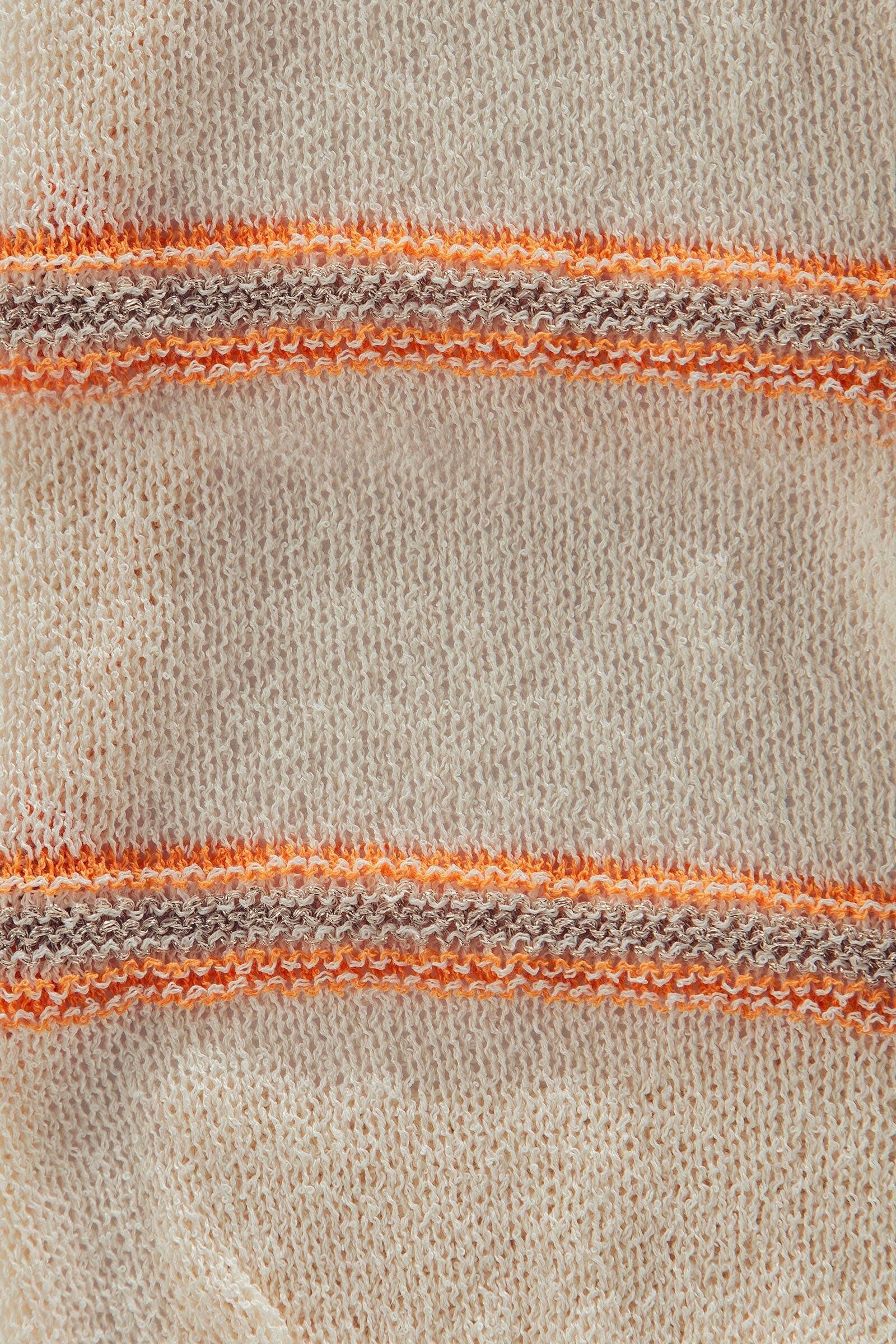 Urban Daizy Striped Oversized Crewneck Knit Sweater Ivory-Orange Knit Sweater - Women's (UDZ-OT-00168)