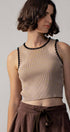 Urban Daizy Scalloped Ribbed Knit Crop Top Khaki Knit Top - Women's (UDZ-TP-00809) – alternate view 4