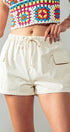 Urban Daizy Classic Matte Cargo Shorts Cream Shorts - Women's (UDZ-PT-00256)
