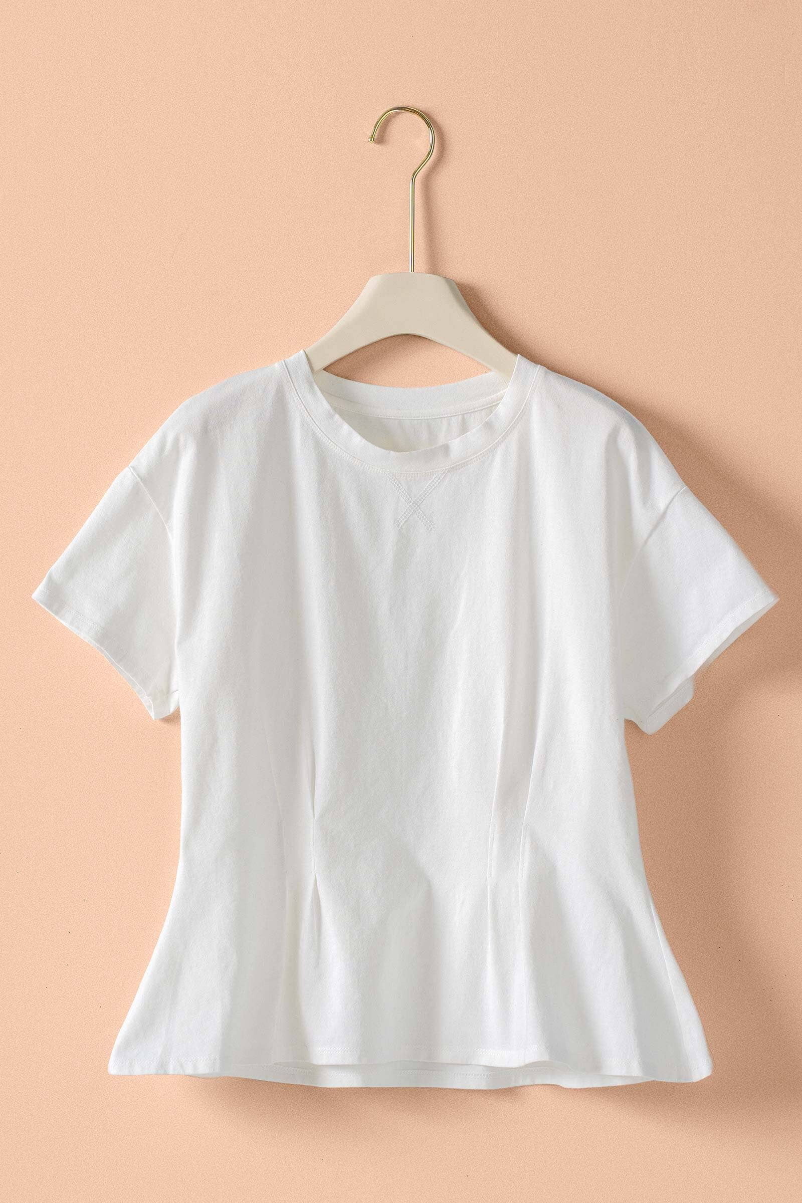 Urban Daizy Pleated Waist Cotton Spandex Everyday Tee Butter-Yellow T-Shirt - Women's (UDTP1324-Butter-Yellow) – alternate view 5