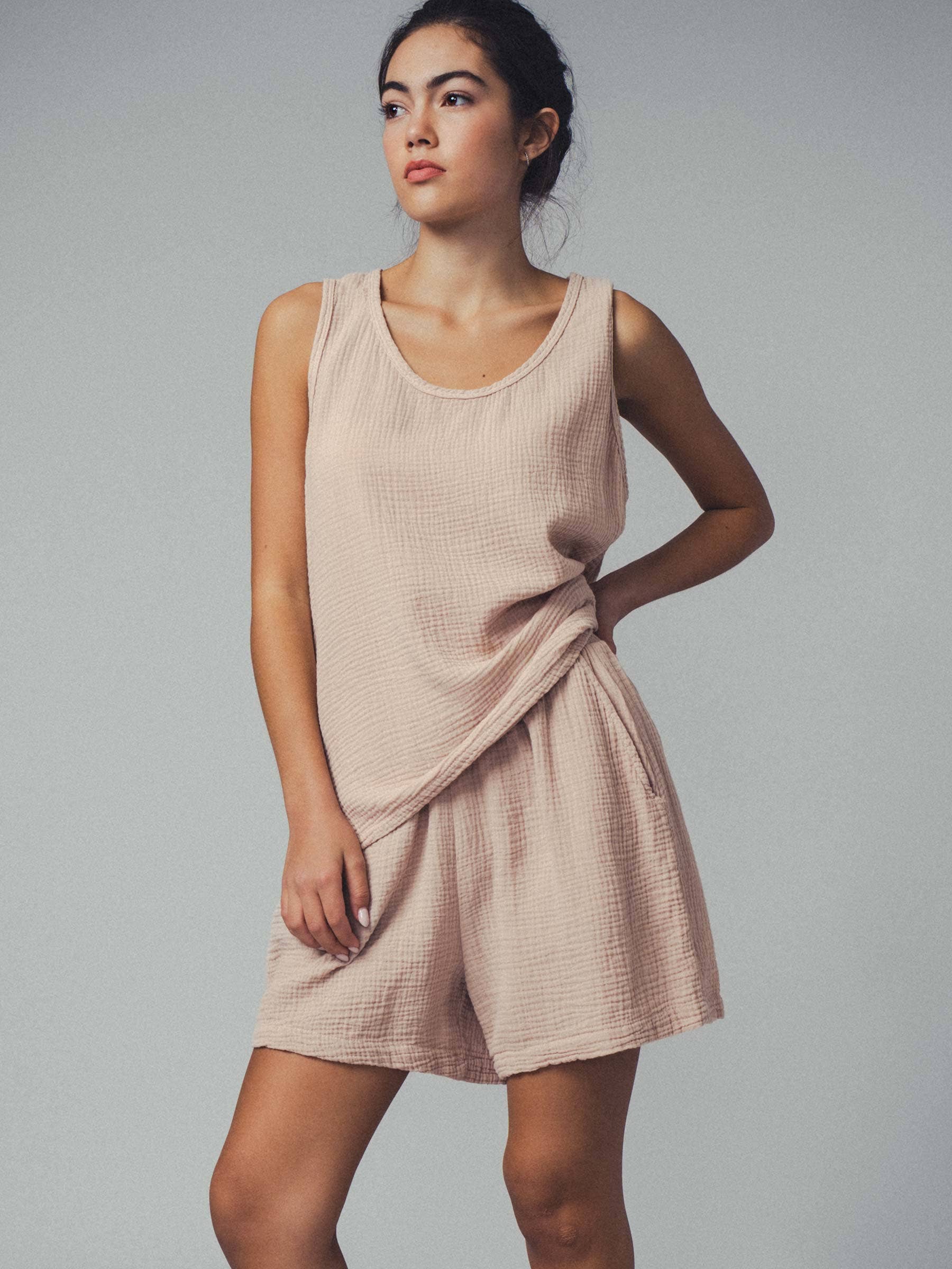 Urban Daizy Vintage Washed Double Gauze Tank Top Black Tank Top - Women's (UDZ-TP-00487) – alternate view 6