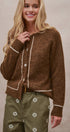 Wool Blend Sweater Cardigan with Statement Buttons in BROWN - Women's Cardigans & Shrugs | Urban Daizy