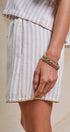 Urban Daizy Striped Scalloped Trim Drawstring Shorts Cream Shorts - Women's (UDZ-PT-00501-Cream) – alternate view 3