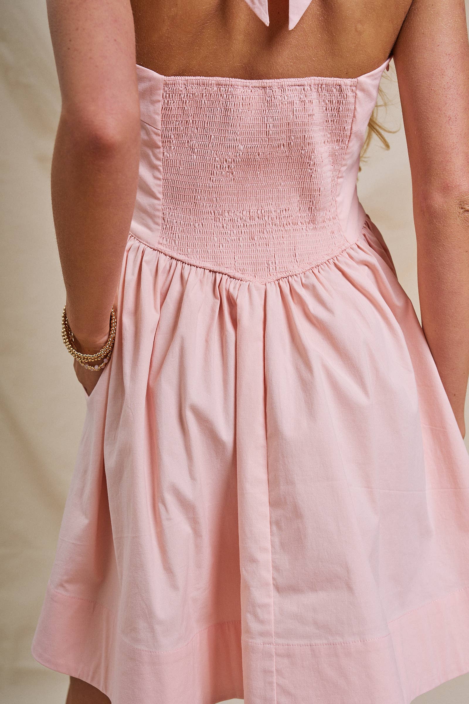 White Poplin Halter Corset Mini Dress