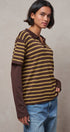 Striped Collared Layered Polo Top in BROWN - Women's Sweaters | Urban Daizy