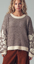 Urban Daizy Floral Embroidered Striped Knit Sweater Brown Knit Sweater - Women's (UDZ-TP-00814) – alternate view 3