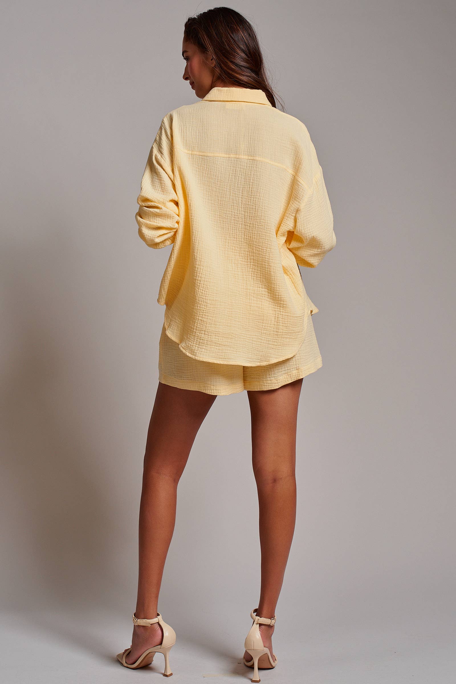 Crinkle Cotton Gauze Resort Button-Up Set