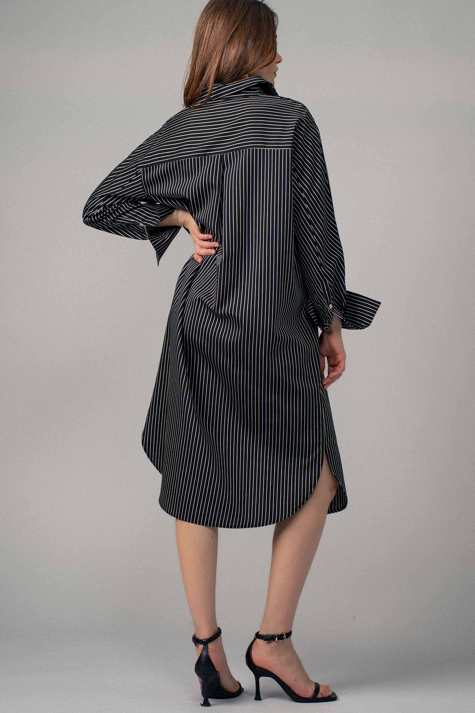 Striped Button-Down Midi Dress