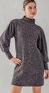 Urban Daizy Balloon Sleeve Mock Neck Sweater Dress Charcoal Dress - Women's (UDZ-DR-00096) – alternate view 9
