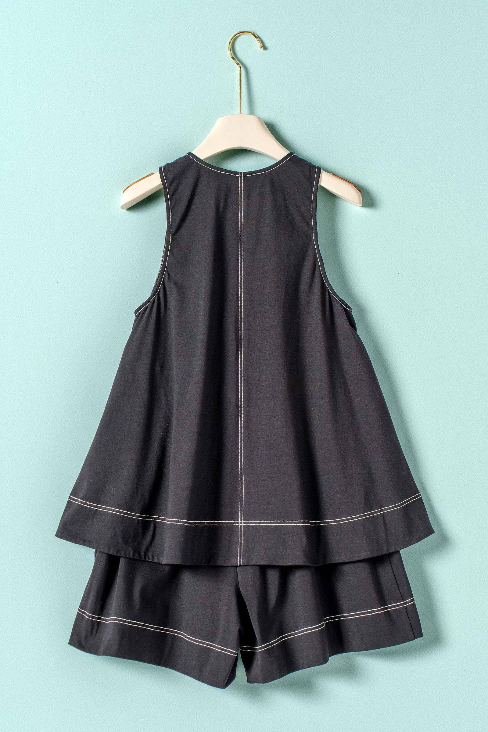 Urban Daizy Contrast Stitch Swing Top & Shorts Set Ivory Top & Pant Set (NOT Loungewear) - Women's (UDZ-AC-00240) – alternate view 3