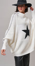 Star Intarsia Mock Neck Sweater in IVORY - Women's Sweaters | Urban Daizy