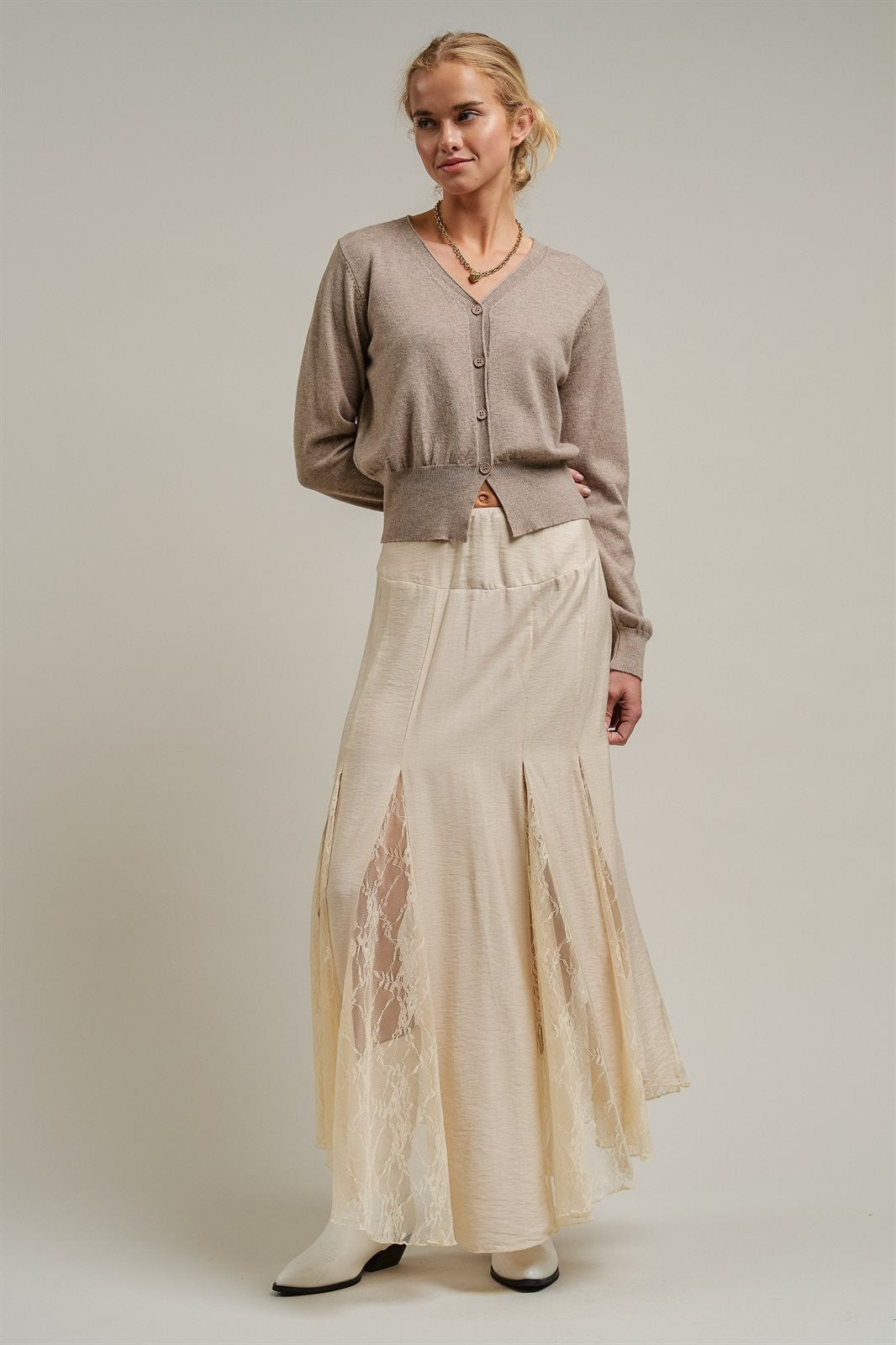 Soft V-Neck Button Knit Cardigan in H MOCHA - Women's Cardigans & Shrugs | Urban Daizy