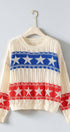 Urban Daizy Patriotic Star & Stripe Open Knit Sweater Ivory Knit Sweater - Women's (UDZ-KN-01052)
