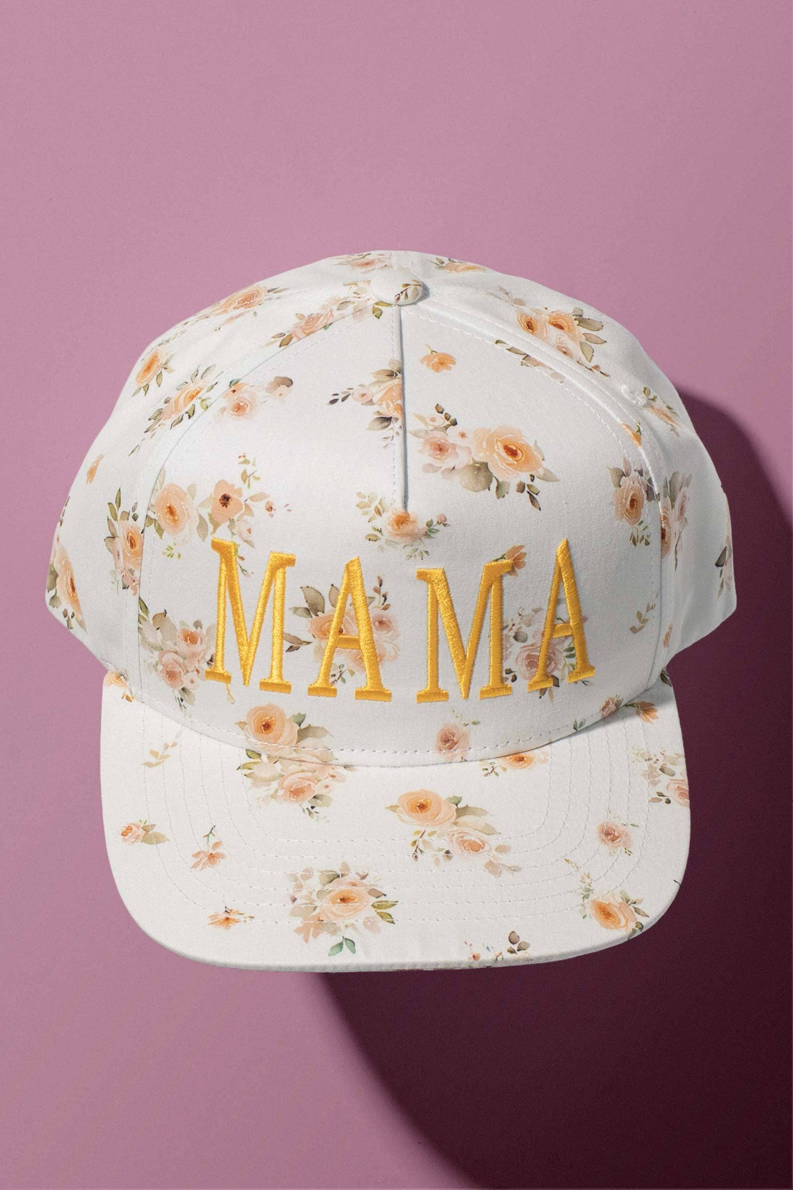 MAMA Floral Embroidered Trucker Cap